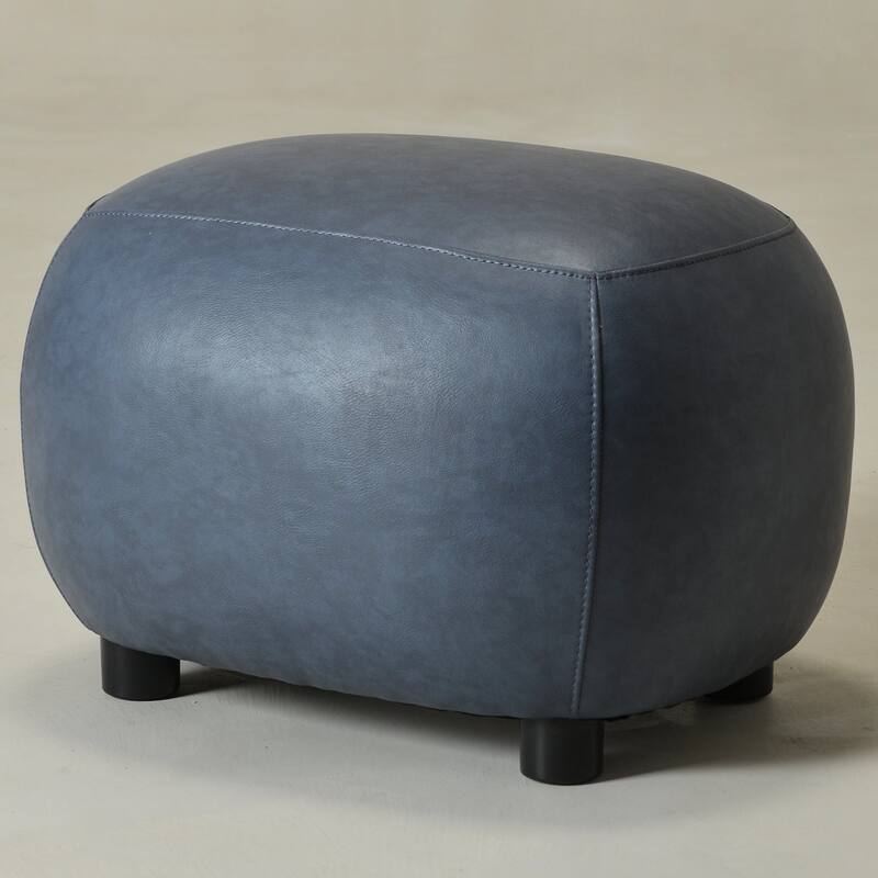 KINWELL 23" Wide Faux Leather Upholstered Ottoman Footrest, PU Entryway Footstool