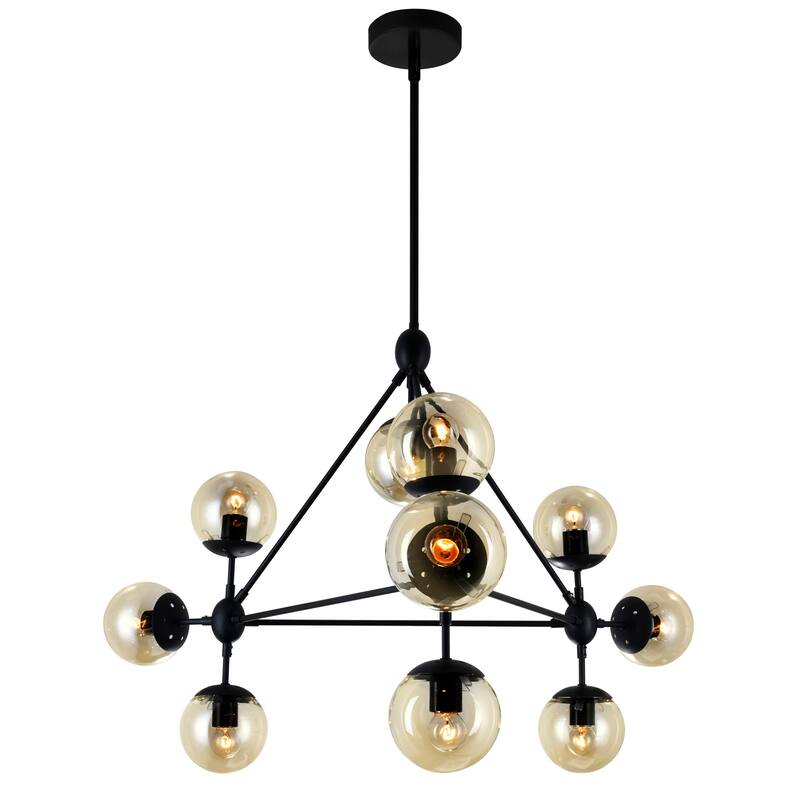 Glow 10 Light Chandelier With Black Finish