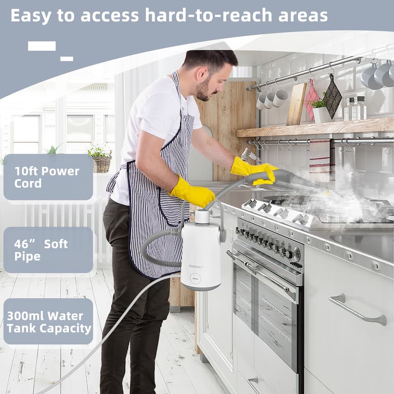 Costway 1000W Multifunction Portable Hand-held Steam Cleaner W/10 - 5.5'' x 5'' x 10''