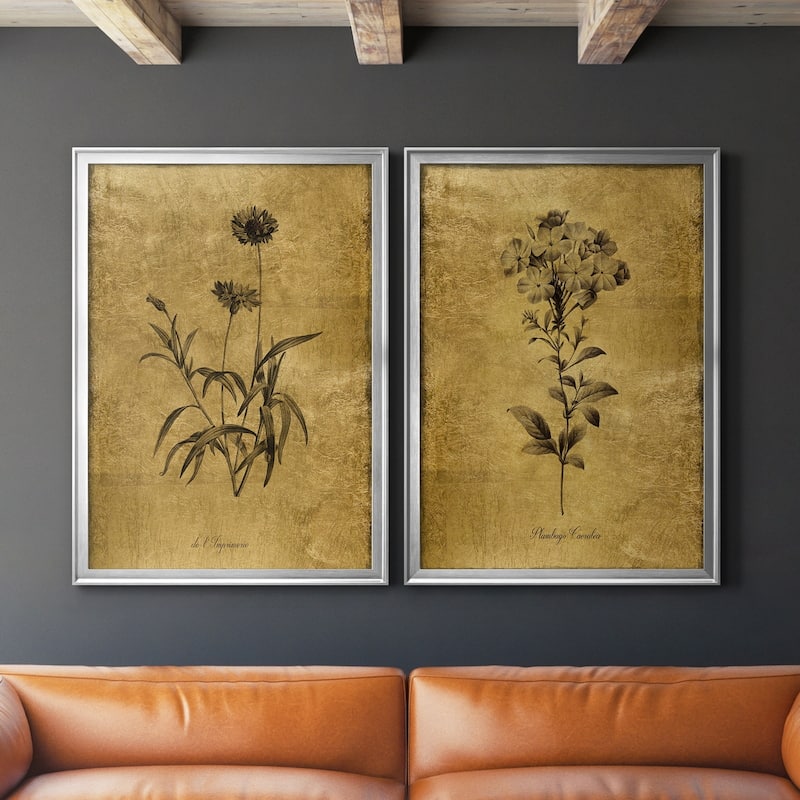 Gold Sketch Botanical I Premium Framed Print - Ready to Hang - Multi-Color