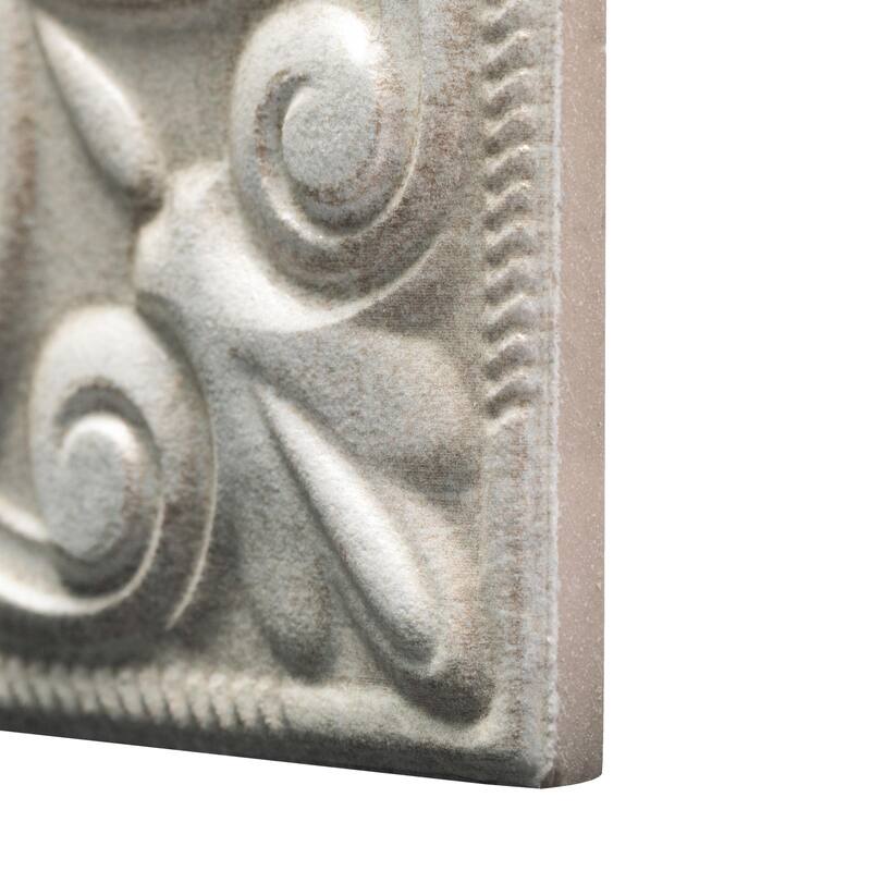Merola Tile Victorian Tin Zinc 17-3/8" x 17-3/8" Porcelain Wall Tile