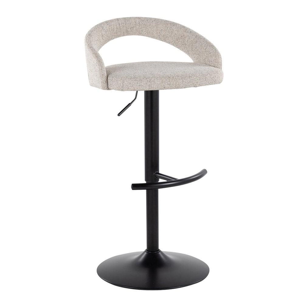 Grotto Upholstered Adjustable Barstool with Black Base