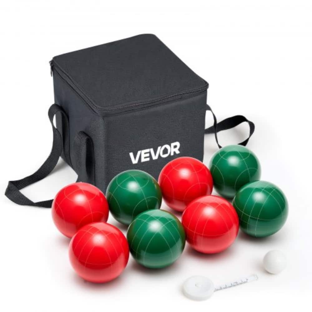 2 Colors Outdoor Bocce 8 Resin Balls Set with Pallino and Rugged Bag for Backyard Picnic or Camping - 4.21 in