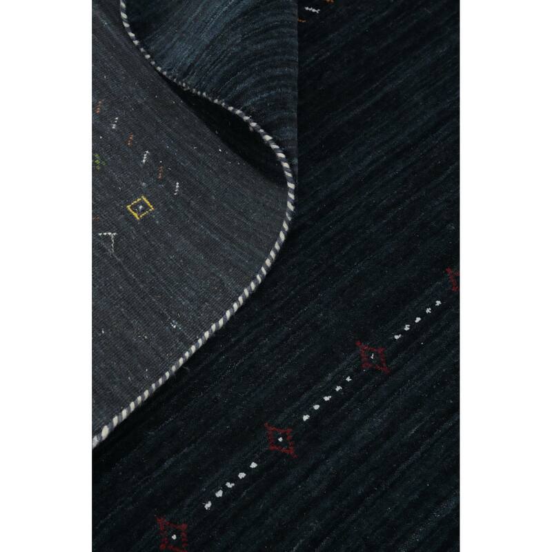 Hand Knotted Oriental 100% Wool Carpet Tribal Animal Pictorial Navy Blue & Blues Gabbeh Area Rug - 9' 9'' X 8' 1''