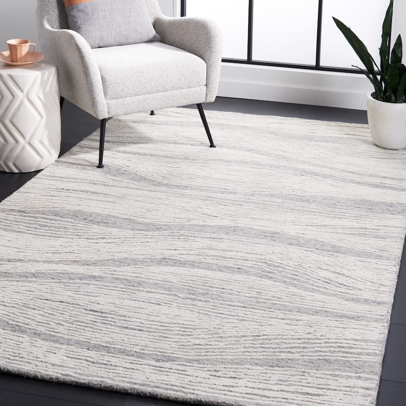 SAFAVIEH Handmade Metro Annarosa Modern Abstract Wool Rug - 10' x 14' - Grey/Ivory - Rectangle