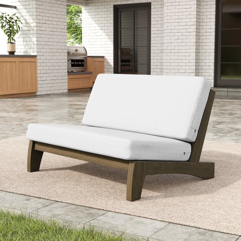 Sectional Wood Furniture 2 Seat Armless Patio Sofa - Loveseat/Whole cushion - Loveseat/Whole cushion/White