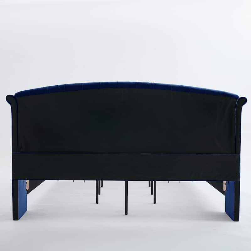 Christopher Knight Home - Larkswood Velvet Upholstered King Size Bed Frame with Wingback Headboard