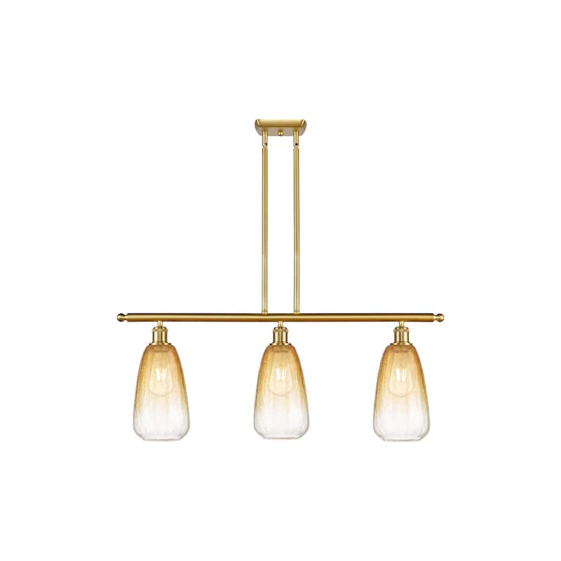Innovations Lighting Endless Possibilities Ballston - Brookhaven Almond - 3 Light 36" Stem Hung Island Light - Satin Gold/Amber