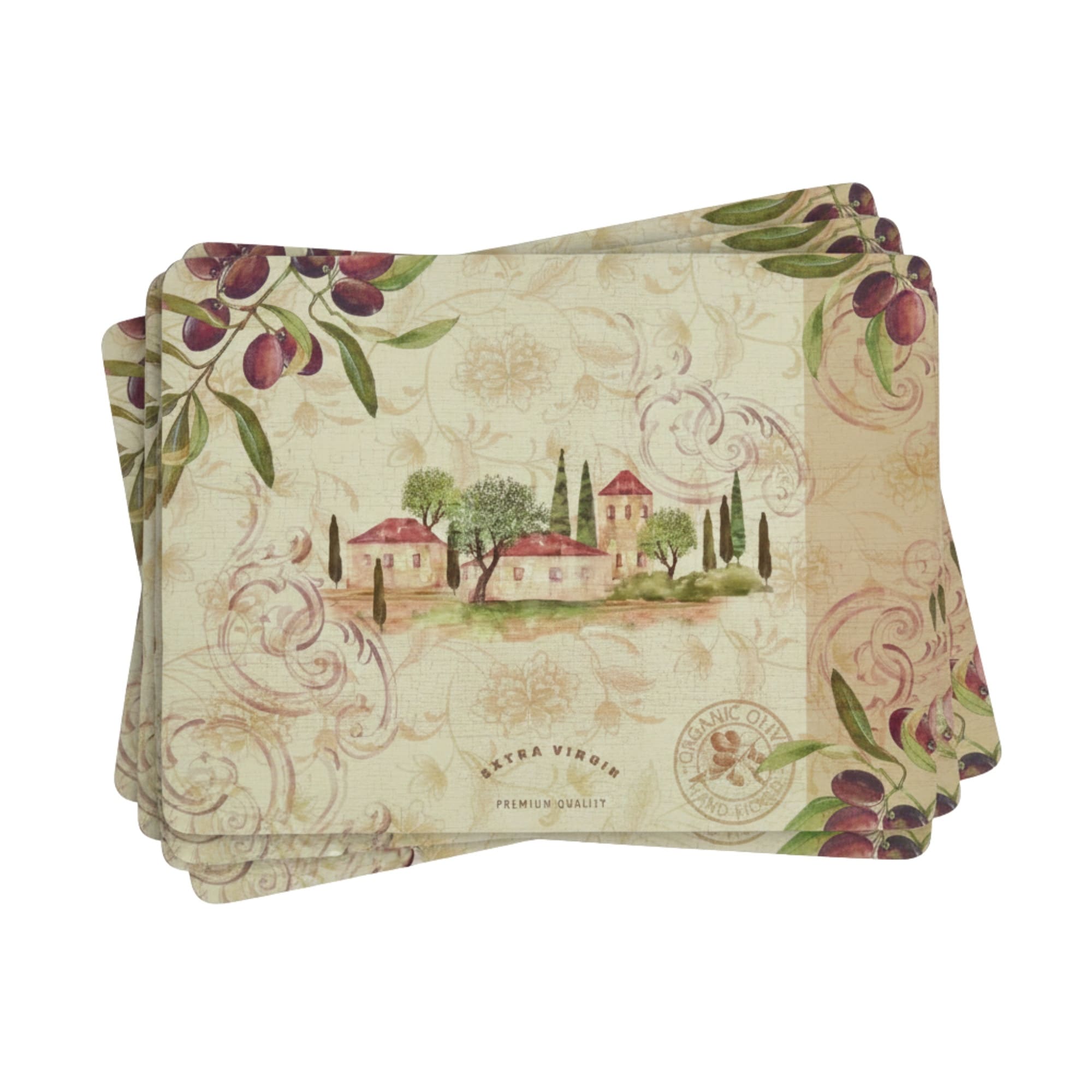 Portmeirion Set of 4 Olive Orchard Placemats - 12 x 16 in