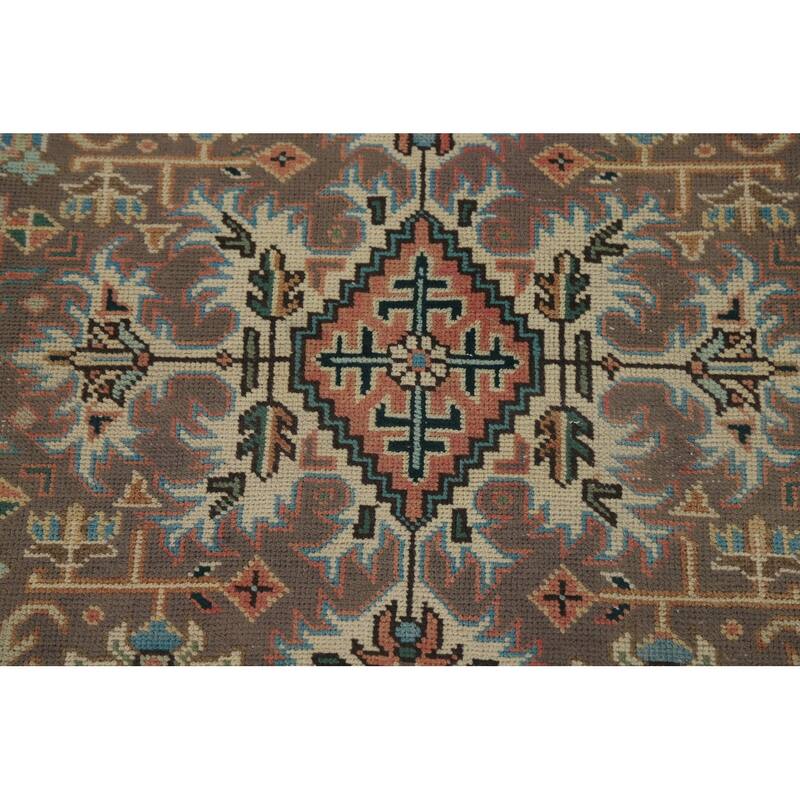 Orange Tabriz Persian Vintage Rug Hand-Knotted Wool Carpet - 6'8" x 9'6"