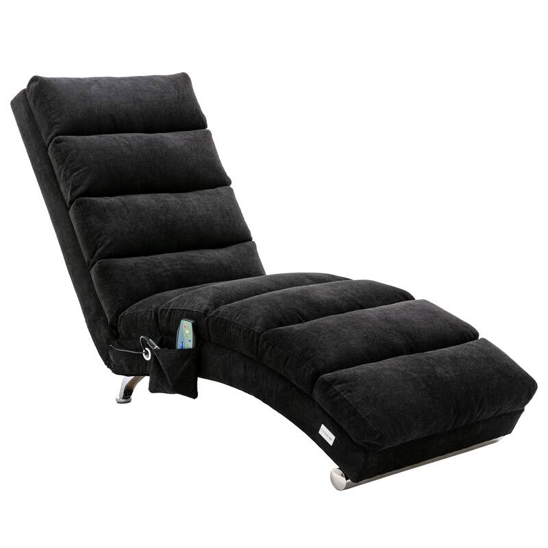 Black 21.65" High Back Upholstered Chaise Lounge Chair with Massage