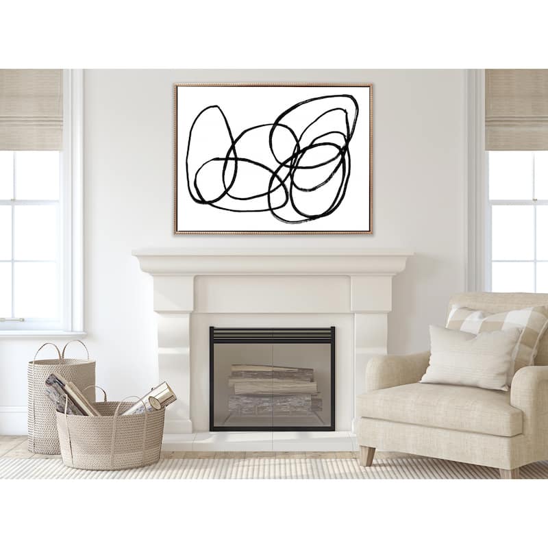 Kate and Laurel Sylvie Beaded Ring of Light Framed Canvas by Nikki Chu