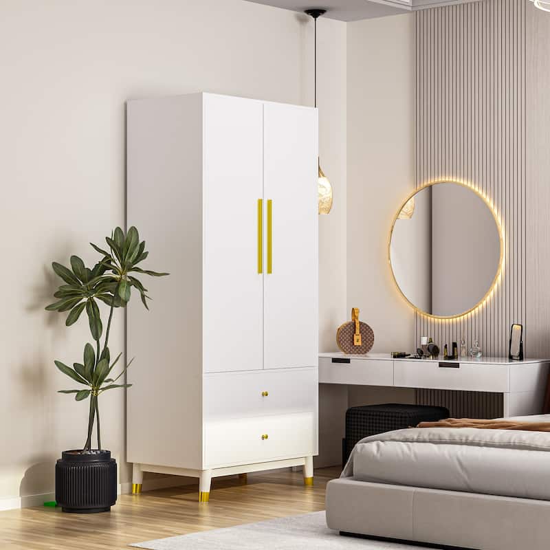 31.5"Wx70.9"H Armoire Wardrobe Storage Cabinet Closet Hanging Drawers