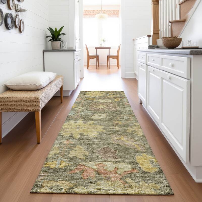 Premium Washable Super Soft Vintage Traditional Mayfield Rug - Aloe - 2'3" x 7'6"