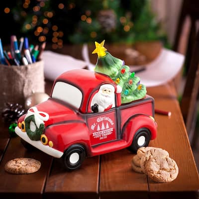 10.5" Nostalgic Ceramic Lit Truck Cookie Jar