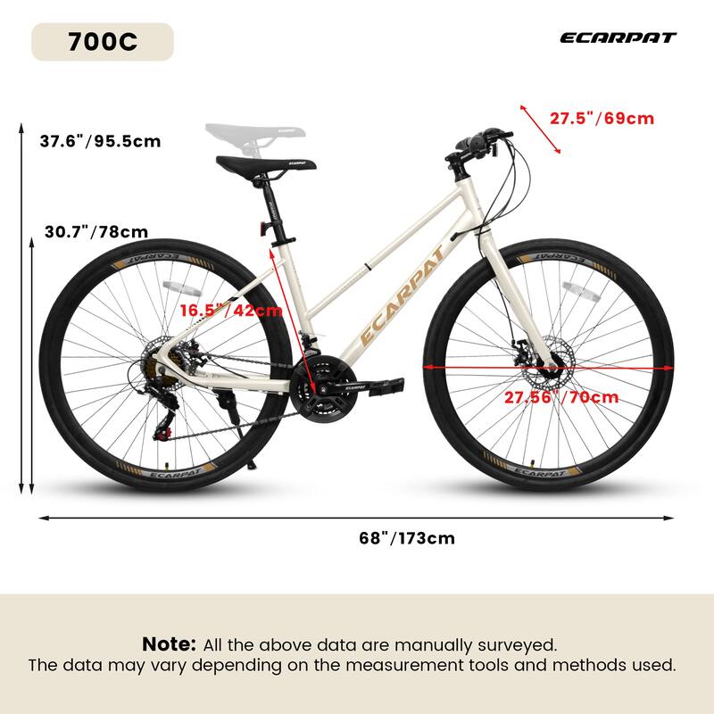 700C Lightweight Commuter Road Bike with 21 Speed Bicycle, Disc Brakes Aluminum Alloy Frame for City Rides and Student Travel
