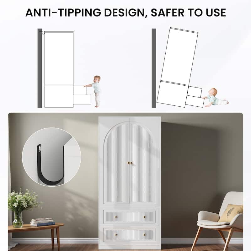 Pocassy Wardrobe Closet 70" Capacity Clothing Wardrobe Cabinet