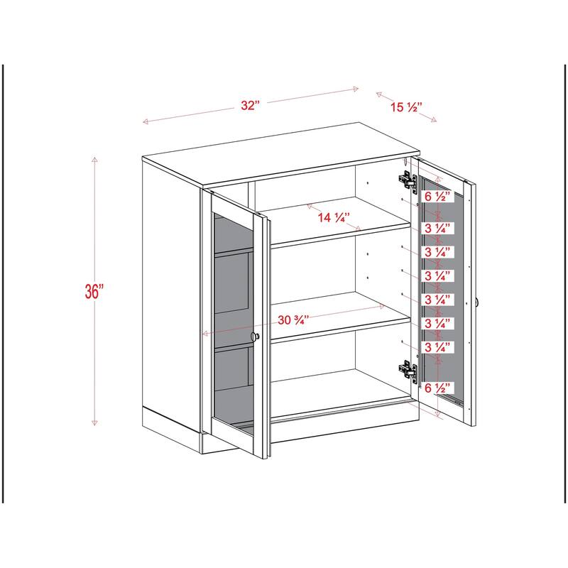 Palace Imports 100% Solid Wood 32" Bathroom Cabinet with Frosted Glass Doors, 2-Drawers and Adjustable Shelves
