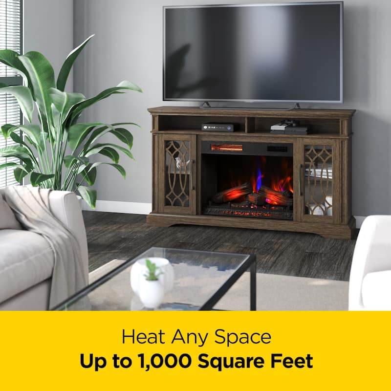 duraflame® Electric Fireplace TV Stand, Entertainment Center with Storage and Infrared Heater, Laurel Oak