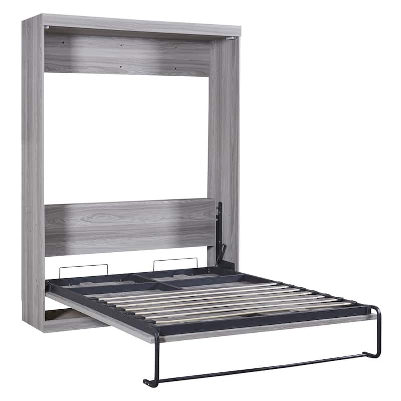 Murphy Bed Frame Full Size Platform Bed Folding Into Cabinet Bed Space Saving Foldable Bed with Pine Wood Slats Support