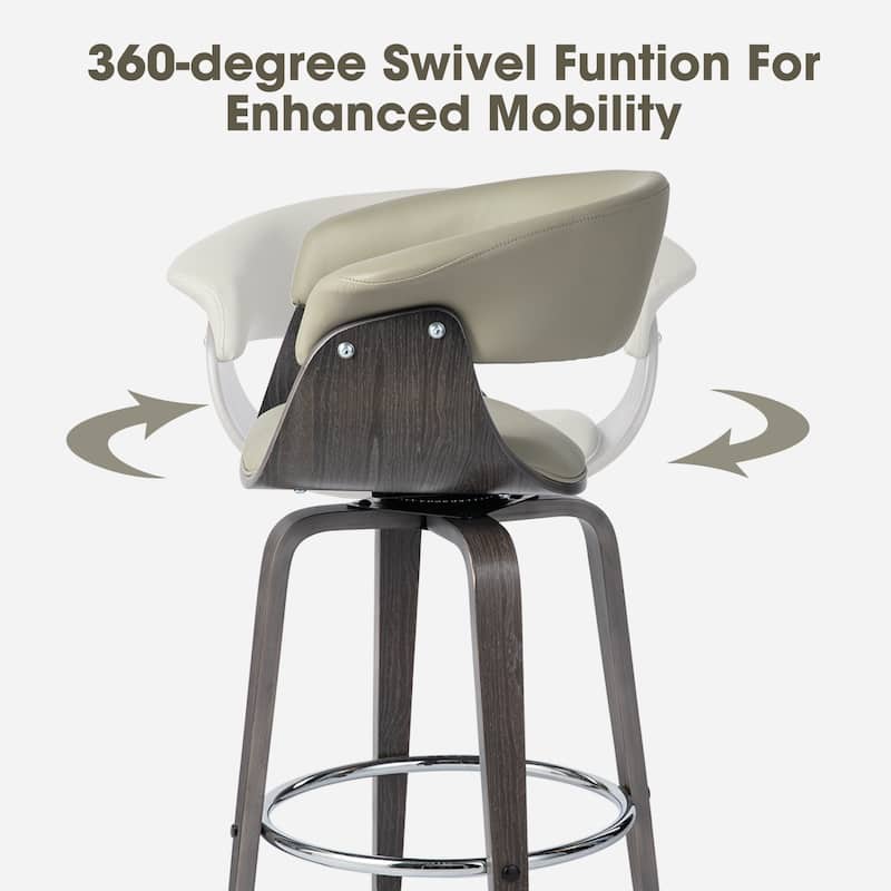 Glitzhome Set of 2 or 4 Modern Counter & Bar Height Wooden Swivel Bar Stools
