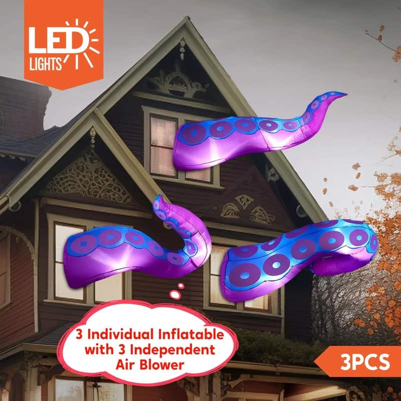 3 Pcs Halloween Inflatable Giant Octopus Tentacle - Multicolor