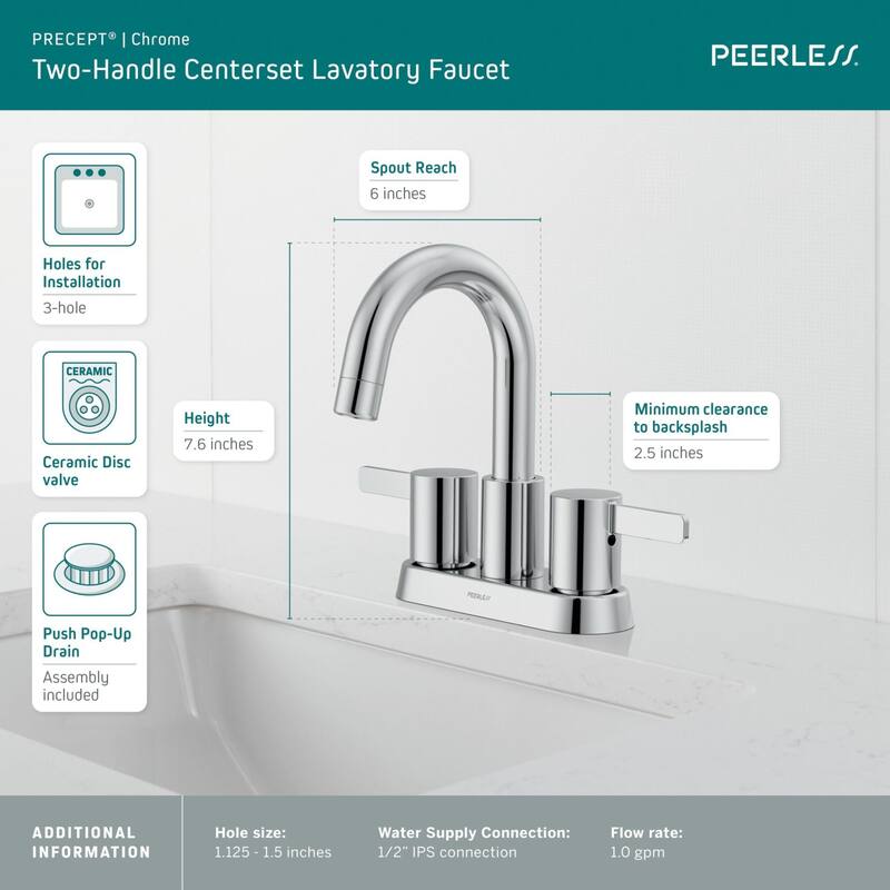 Peerless P2530LF Precept 1 GPM Centerset Bathroom Faucet with Push
