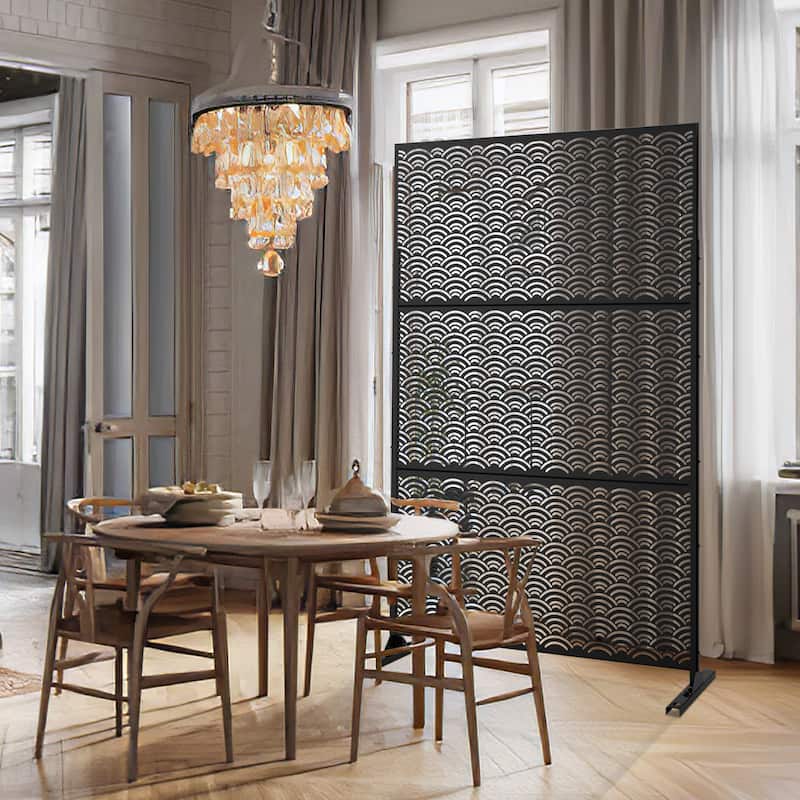 Metal Privacy Screen Wall Decoration Free Standing-6.3 ft. H X 4 ft. W