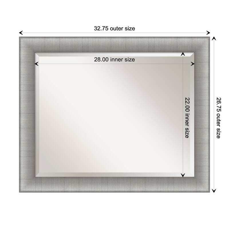Beveled Wall Mirror - Elegant Brushed Bronze Frame - 32.75 x 26.75-inch - Elegant Brushed Pewter