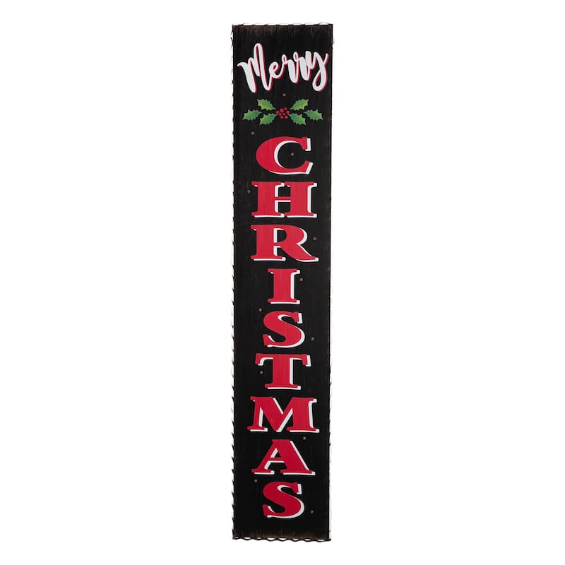 Glitzhome 42"H Lighted Wooden "Merry Christmas" Porch Sign Decor