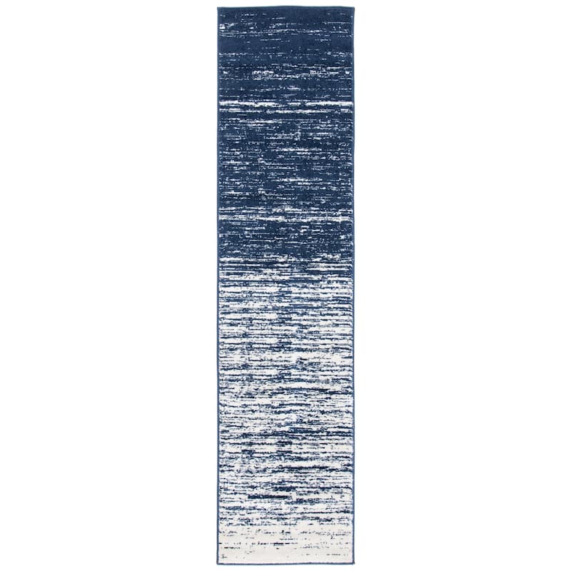 SAFAVIEH Adirondack Vera Modern Ombre Distressed Area Rug - 2'6" x 14' Runner - Navy/Ivory - Runner