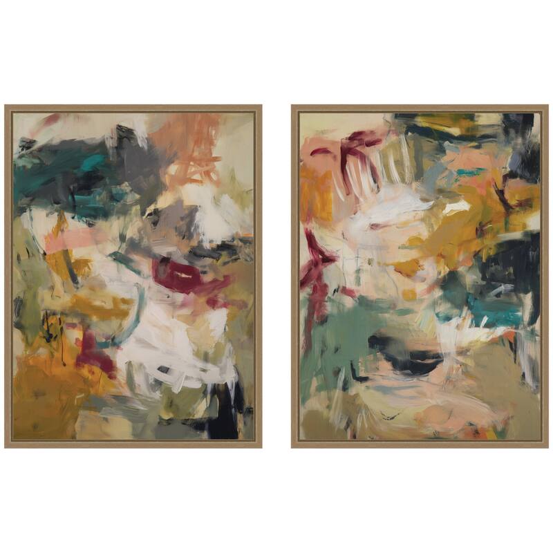 Kate and Laurel Painted Storm No. 1 & No. 2 2 Piece Framed Canvas Wall Art Set by Amy Lighthall - 2 Piece Set 18x24 - Gold
