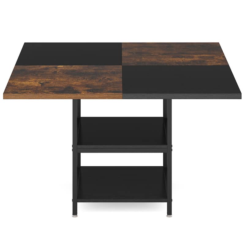 Round Dining Table with Storage Shelves for Kitchen Dining Room
