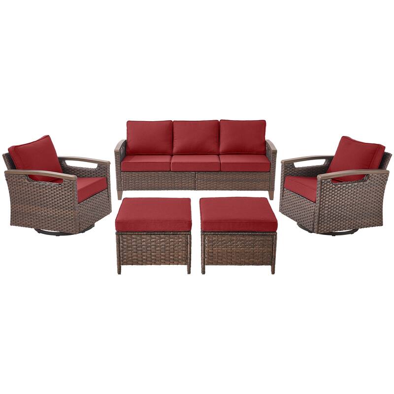 Pocassy Outdoor Brown Wicker Funitre with Cushion Set