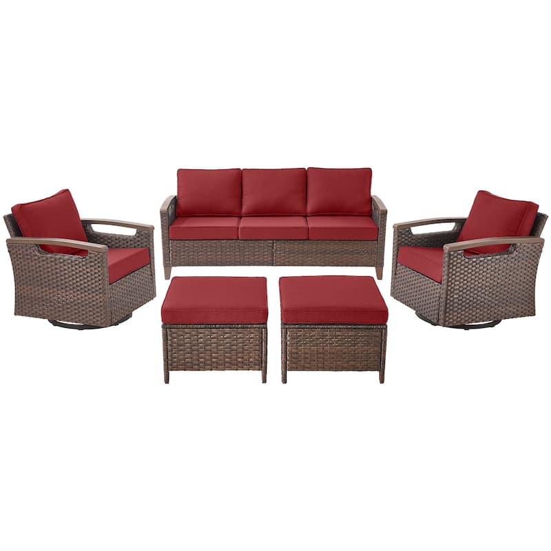 Pocassy Patio Sofa PE Wicker Set
