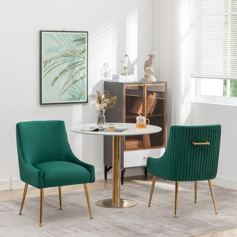 SEYNAR Modern Glam Boucle Pleated Velvet Dining Chair or Vanity