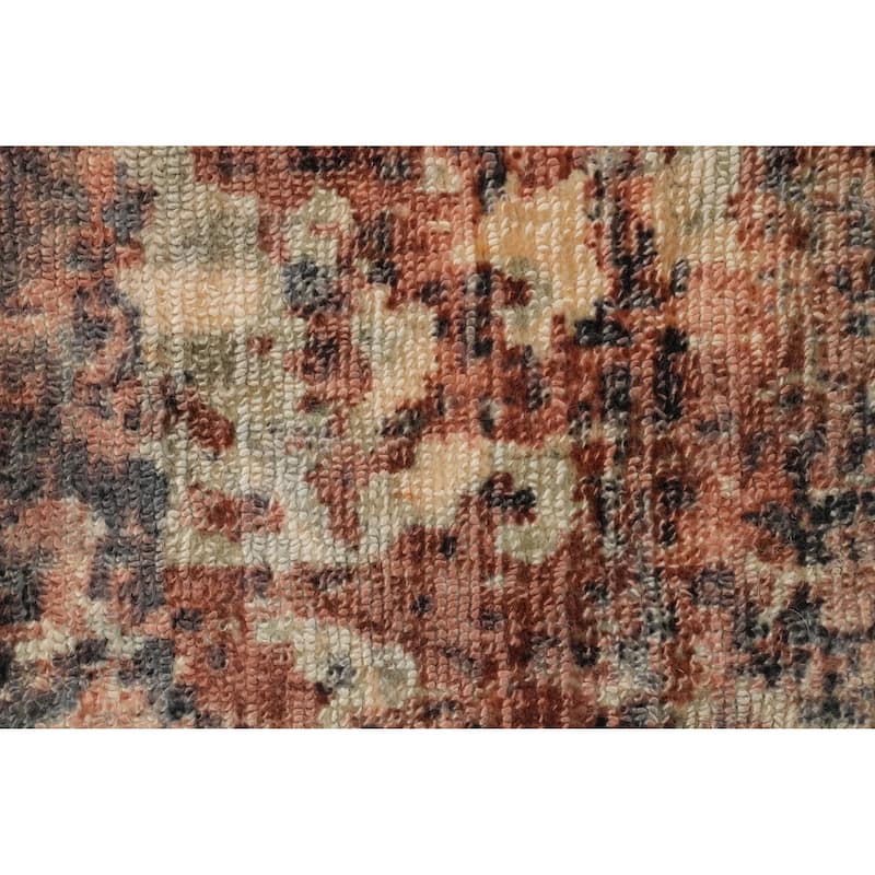 Hand Knotted Oriental Viscose Silk Carpet Modern All-Over Oranges & Rust Abstract Area Rug - 8' 0'' X 5' 7''