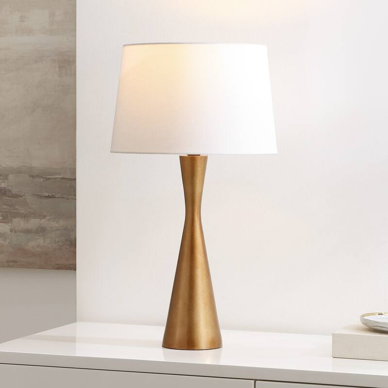 SAFAVIEH Edie 26-inch Resin Table Lamp (LED Bulb Included) - 14"W x 14"D x 26"H - Antique Brass
