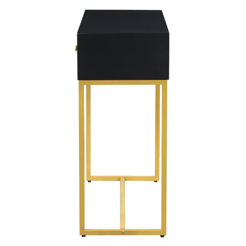 38" Modern Console Table with Two Drawers and Gold Metal Base for Entryway, Living Room