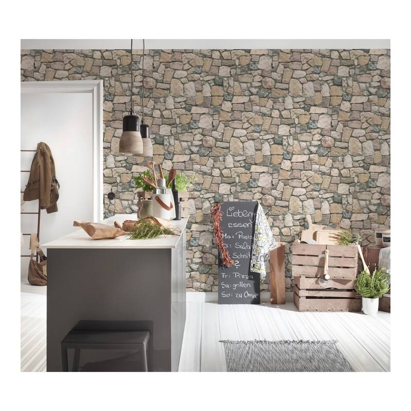 AS Creation Morris Neutral Natural Stone Wallpaper - 20.9 x 396 x 0.025