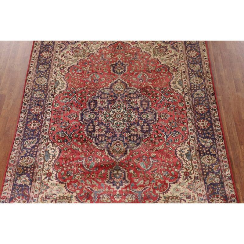 Tabriz Persian Vintage Area Rug Hand-Knotted Wool Carpet - 6'8"x 9'8"