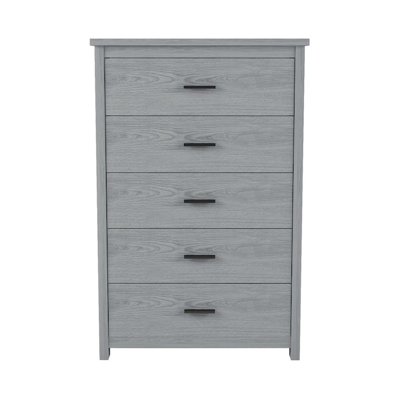 Country Style Wooden Dresser with 5 Drawers and Anti-Tipping