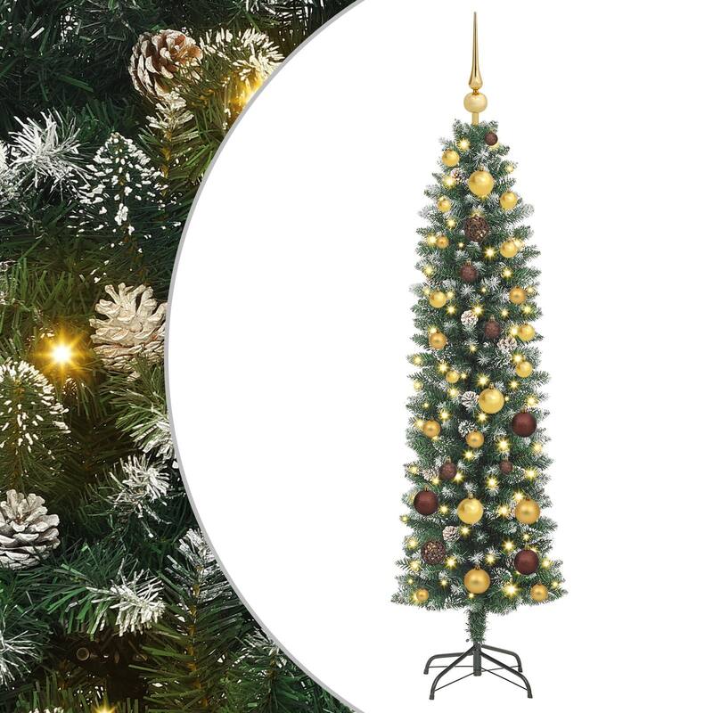 vidaXL Christmas Tree Party Decoration Artificial Slim Tree with Stand PVC