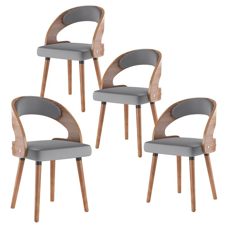 Wood Dining Chairs, Set of 2 Modern Upholstered Dining Chairs with Curved Backrest for Kitchen, Dining Room, Living Room