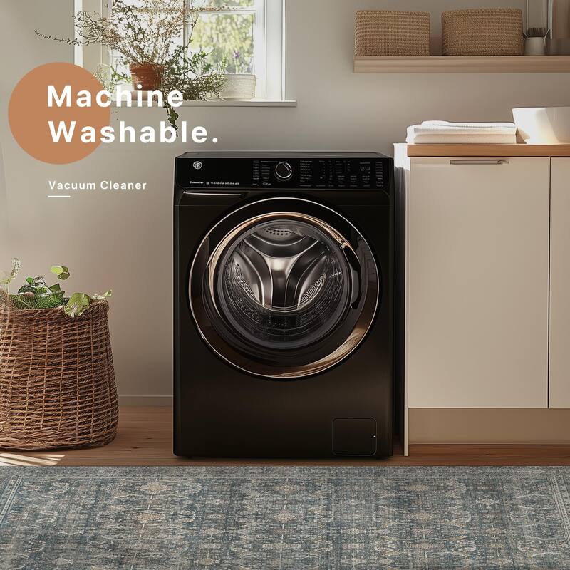 Mcow Grace Muted Floral Low Pile Non-Slip Machine Washable Area Rug