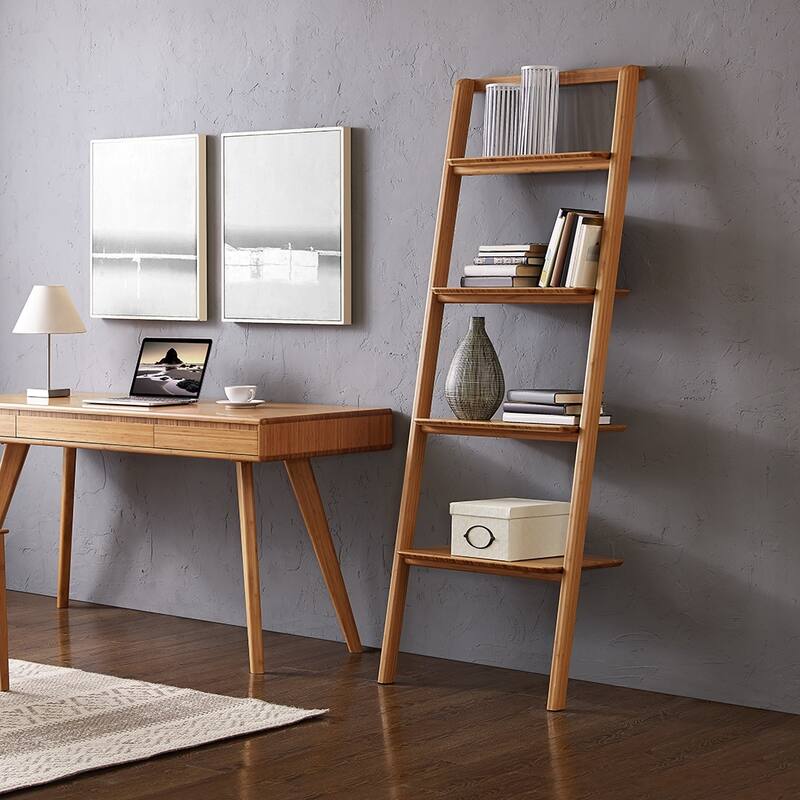 Dylan Leaning Bookshelf, Coffee - Natural