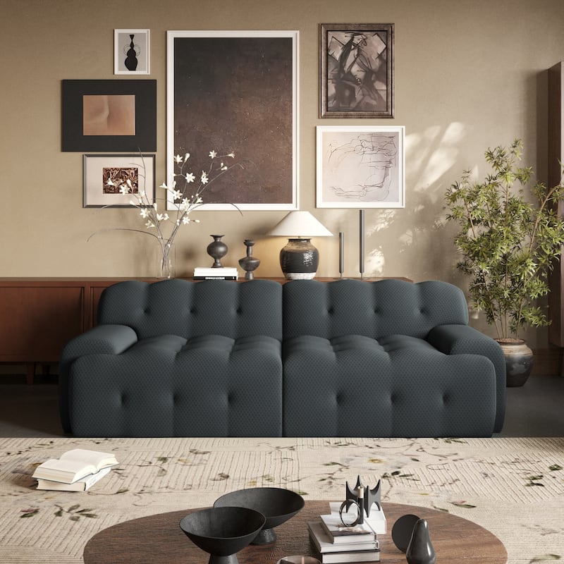 86.60''W Modular Oversized Loveseat Sofa Couch - Black