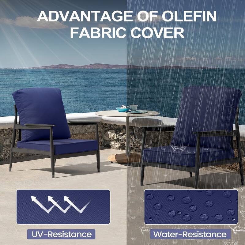 22 x 21 in Outdoor Patio Deep Seat Cushions Set Water Resistant