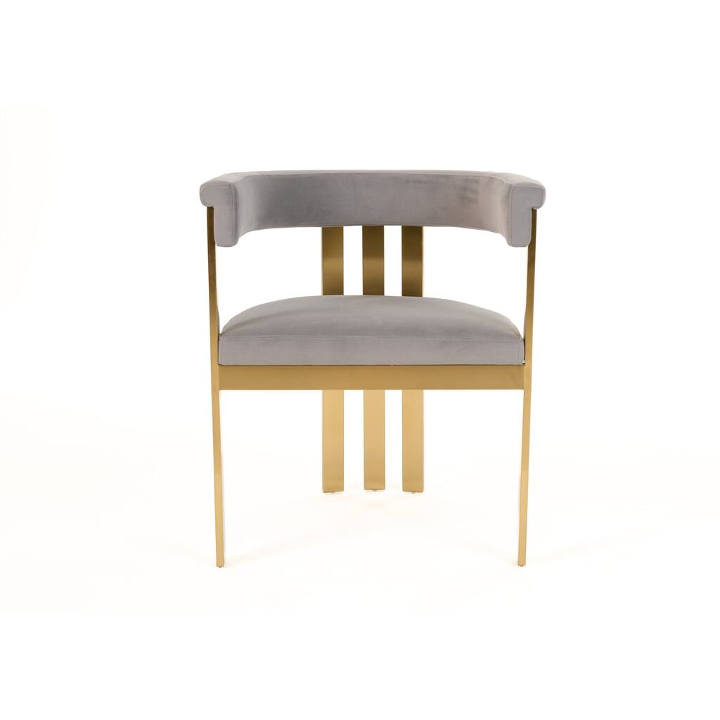 Modrest Pontiac Modern Grey Velvet & Champagne Gold Dining Chair