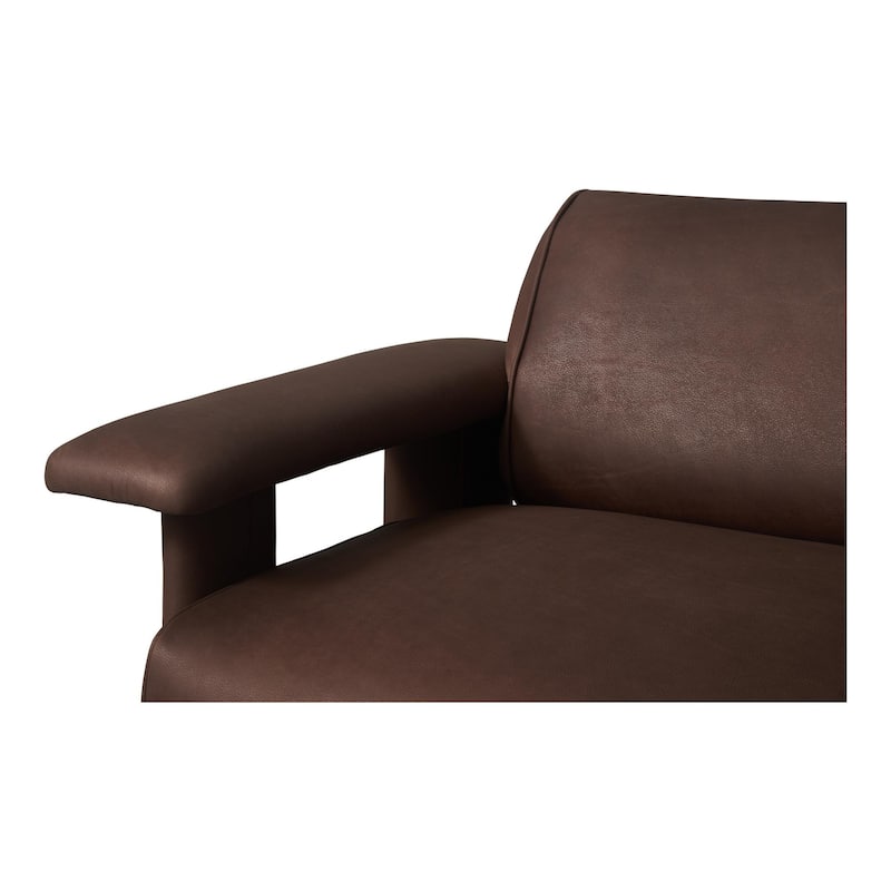 NADAAL STUDIOS Marcellus, Leather Lounge Chair With Piping Details - 40.2"W x32.5"D x29.9"H